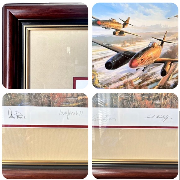 FRAMED Return of the Hunters Nicolas Trudgian autographed by Luftwaffe Jet Aces - Picture 4 of 4